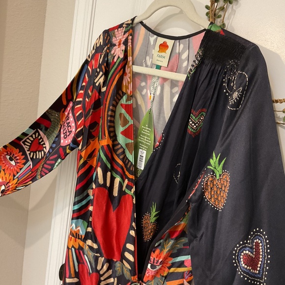 Farm Rio Carnival Hearts Wrap Dress Size L, NWT - Picture 3 of 7